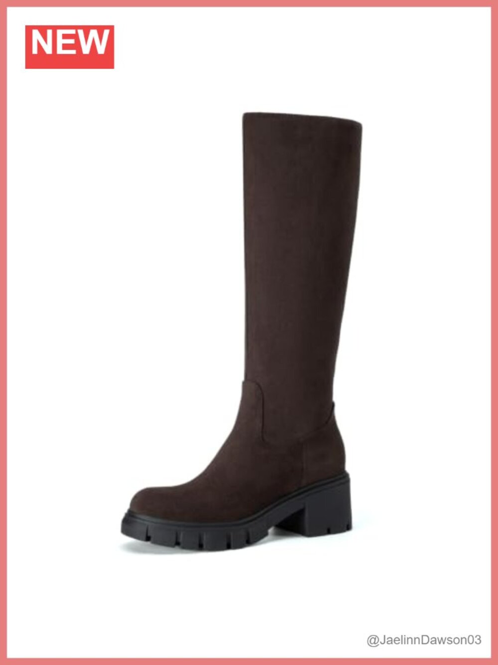 PU Leather Knee High Boots Platform Chunky Lug Sole Tall Boots Round Toe